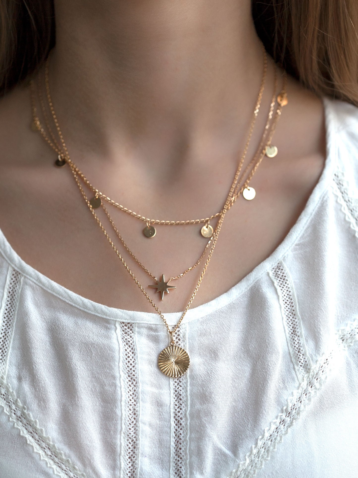 Set Layering Kette und Halskette 16 Karat Vergoldet