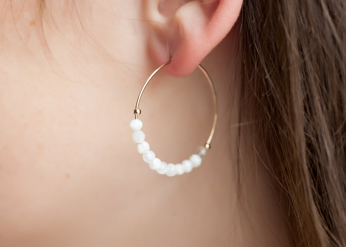 Creolen Ohrringe mit Edelsteinen Vergoldet, Edelstein Schmuck für Damen