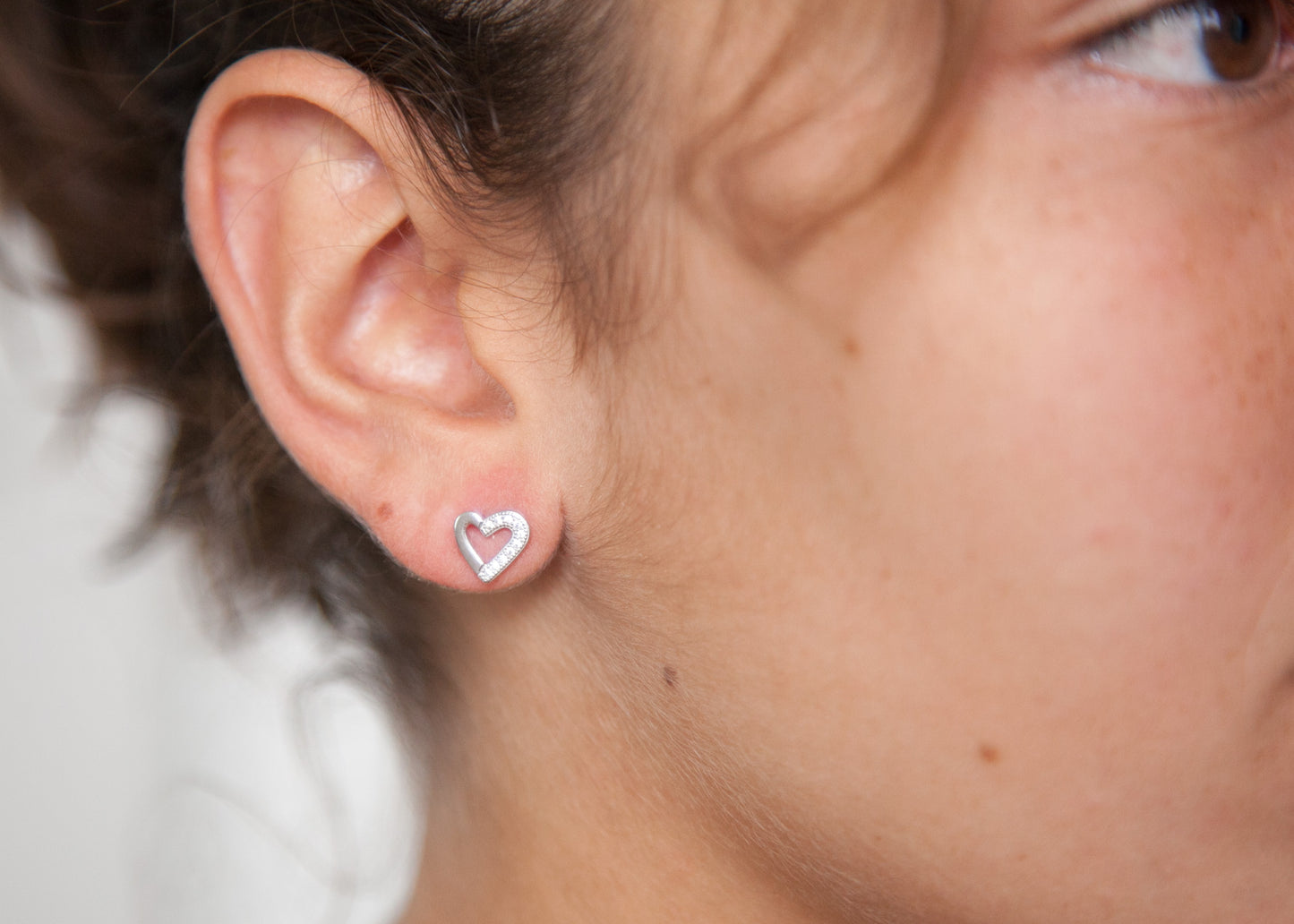 Ohrstecker Herz mit Zirkonia aus Silber - Ohrringe für Damen