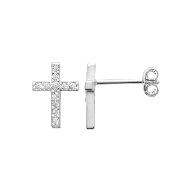 Kreuz Ohrstecker mit Zirkonia aus Silber