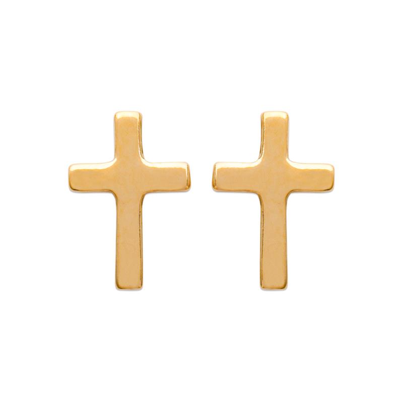 Kreuz Ohrstecker Vergoldet