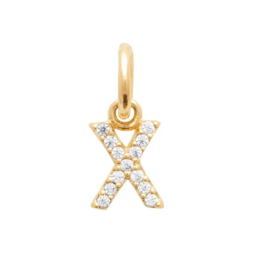 Buchstabenanhänger mit Zirkonia 16 Karat Vergoldet X