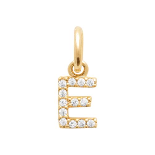 Buchstabenanhänger mit Zirkonia 16 Karat Vergoldet E