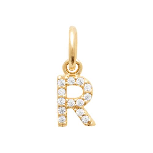 Buchstabenanhänger mit Zirkonia 16 Karat Vergoldet R