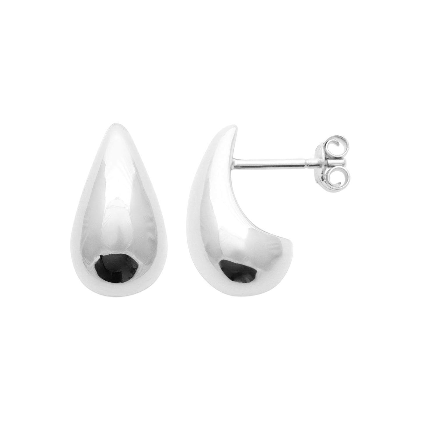Silber Ohrstecker 925 – Elegante Tropfenform, glänzende geschwungene Ohrstecker