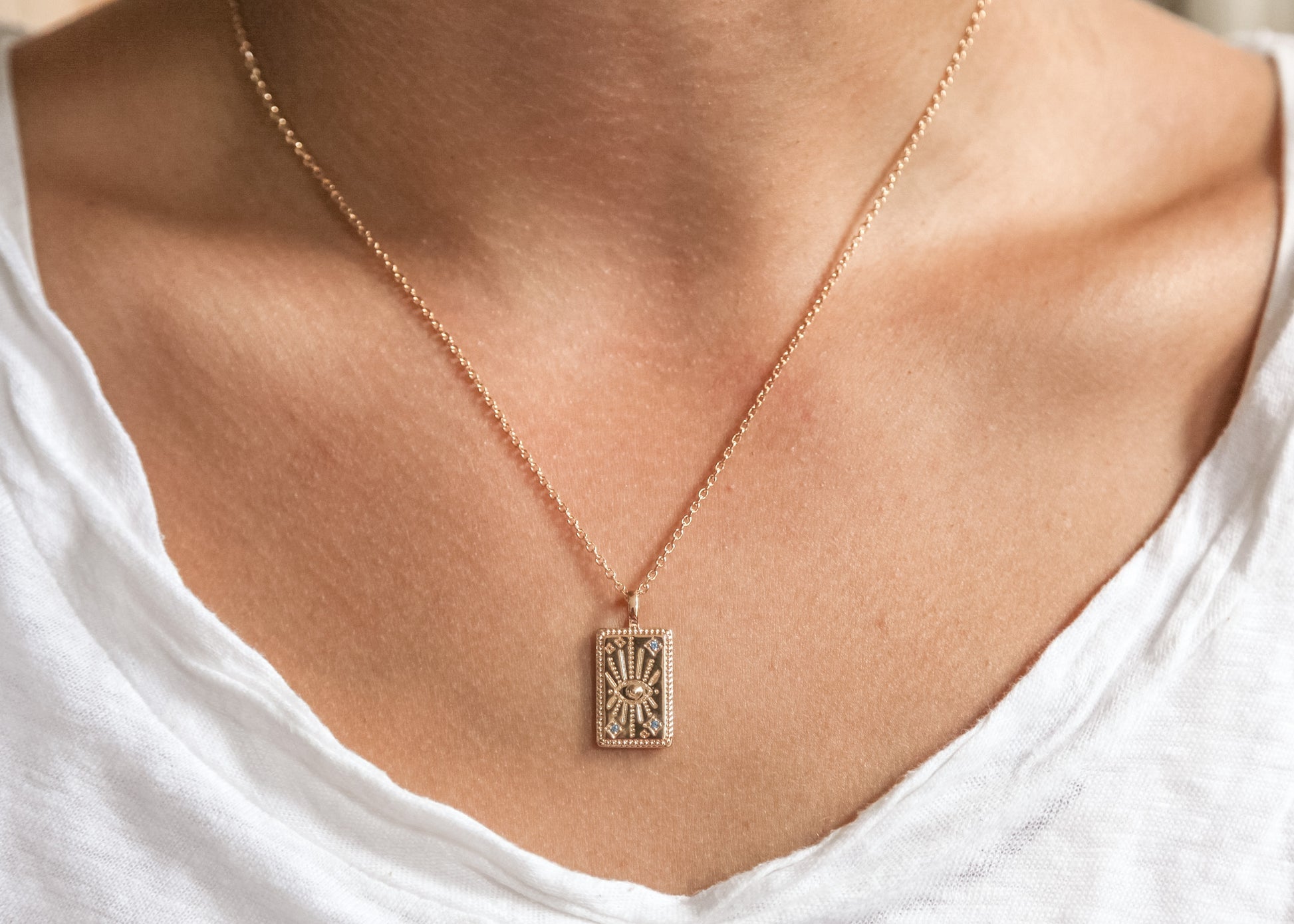 Tarotkarte-Halskette 16K vergoldet