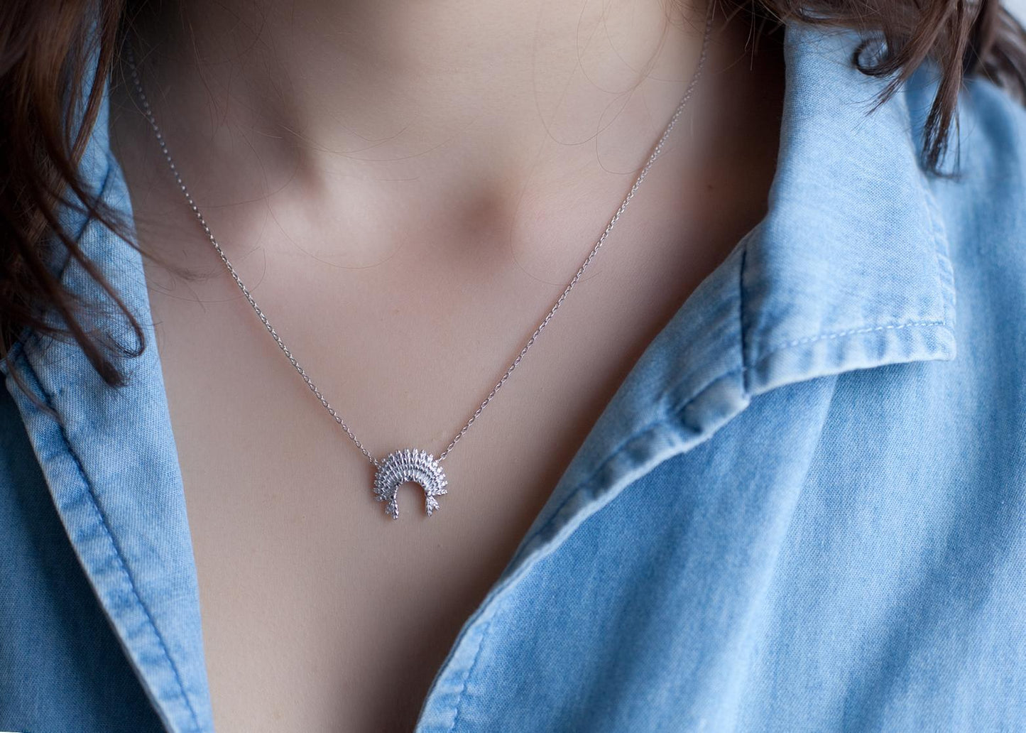 Indianischer Kopfschmuck Kette versilbert