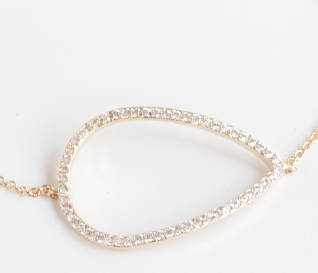 Armband mit Tropfen-Anhänger aus Silber/Zirkonia