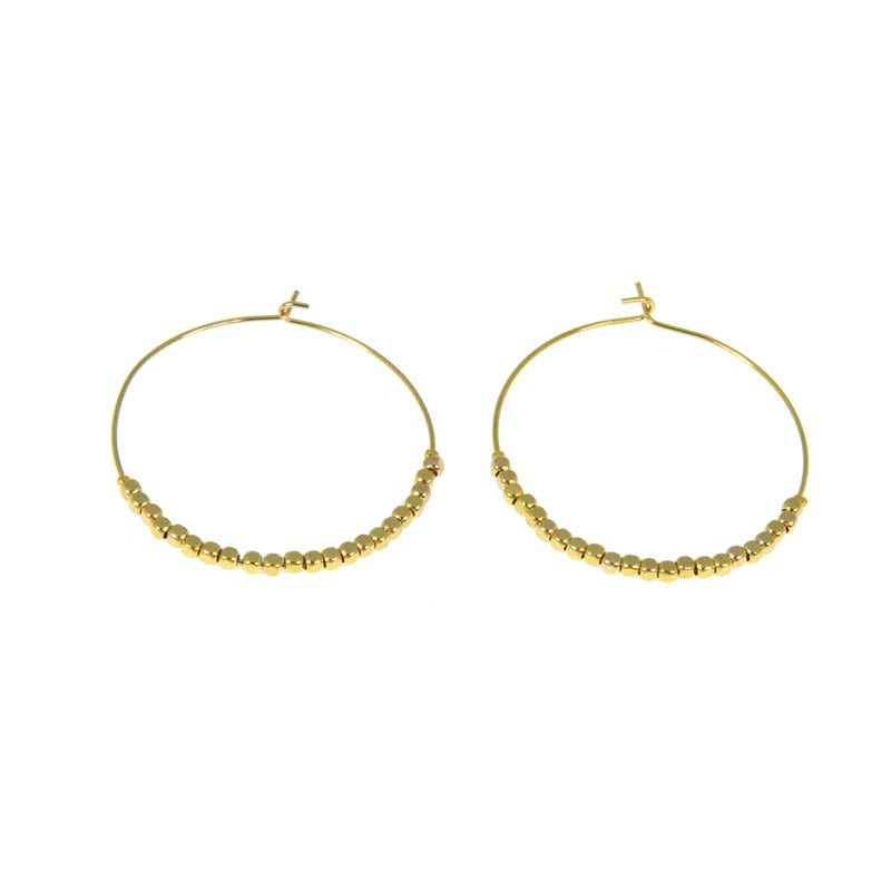 Creolen Mini-Würfelperlen - 16Karat vergoldet