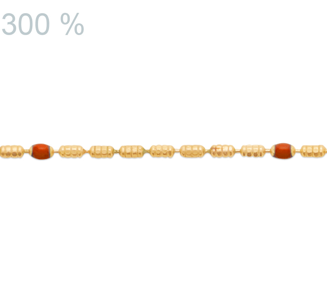 Kette mit roten Perlen - 16K vergoldet