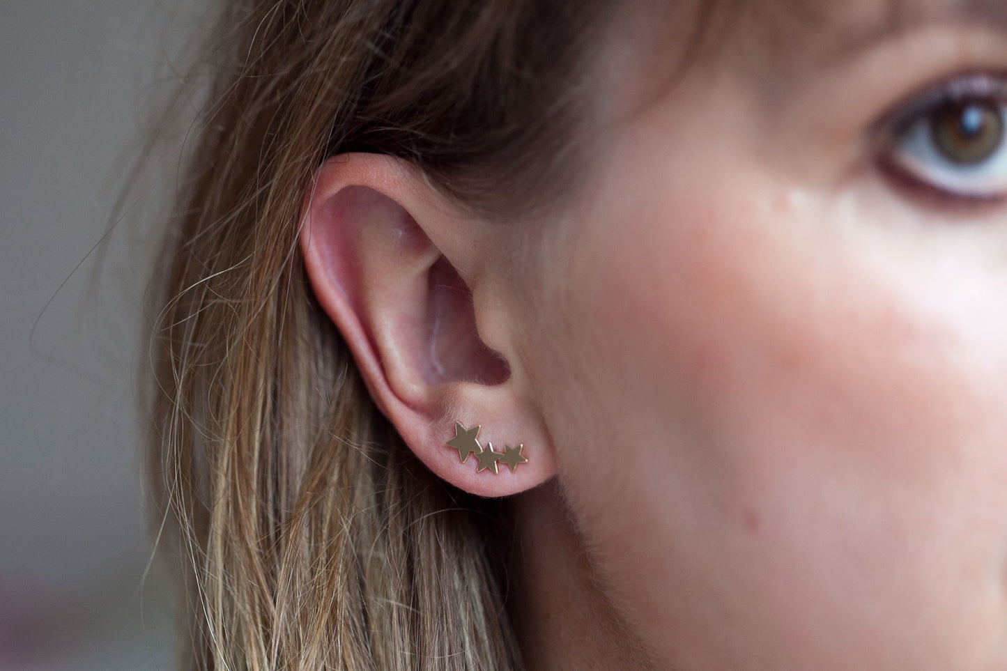 Ohrstecker mit 3 Sternen vergoldet - Ohrklemme für Damen