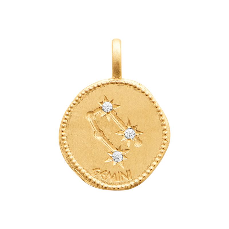 Kette mit Anhänger-Plättchen mit Sternzeichen - 16K vergoldet