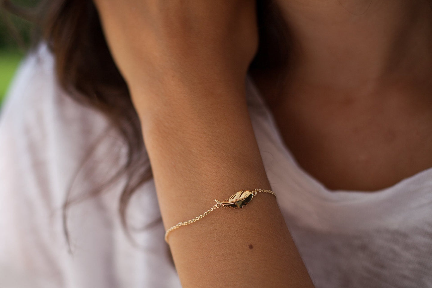 Armband mit Feder | 16Karat vergoldet
