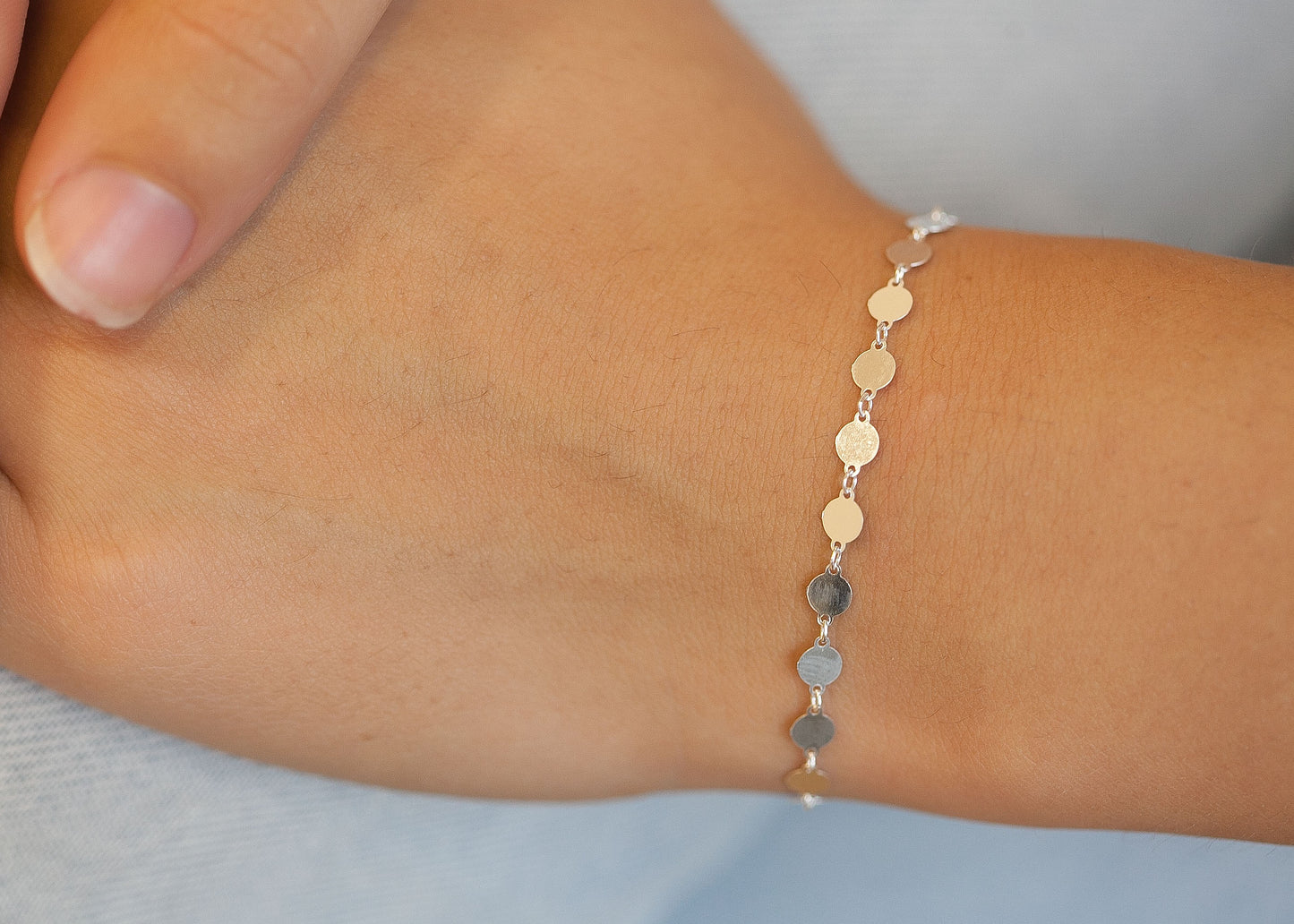 Armband Plättchen Münzen Boho aus Silber