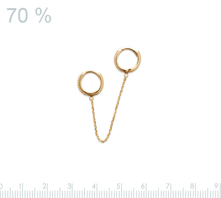 Doppelte Creolen mit Kette und Zirkonia -16K Vergoldet