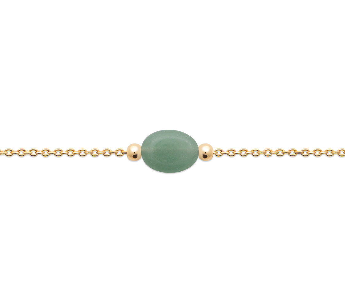 Echtsteinarmband - Grüner Quarzit - 18K vergoldet
