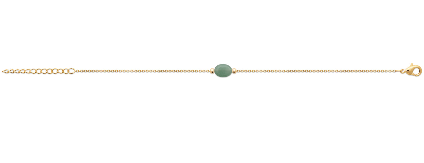 Echtsteinarmband - Grüner Quarzit - 18K vergoldet