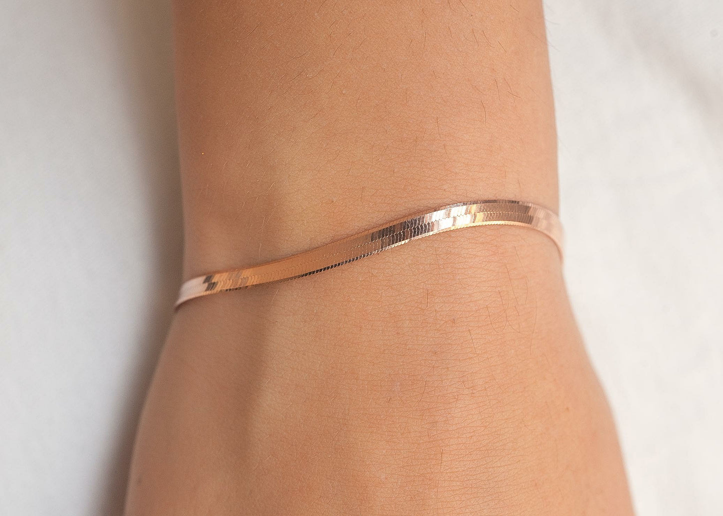 Flaches Schlangenarmband - Rosé vergoldet