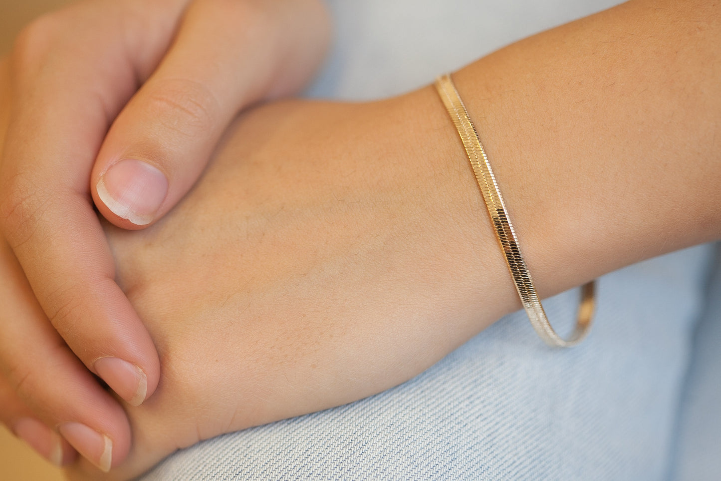 Flaches Schlangenarmband - 16K vergoldet
