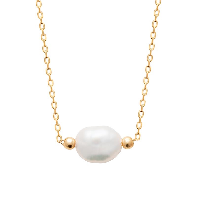 Kette mit Süßwasser-Zuchtperle vergoldet