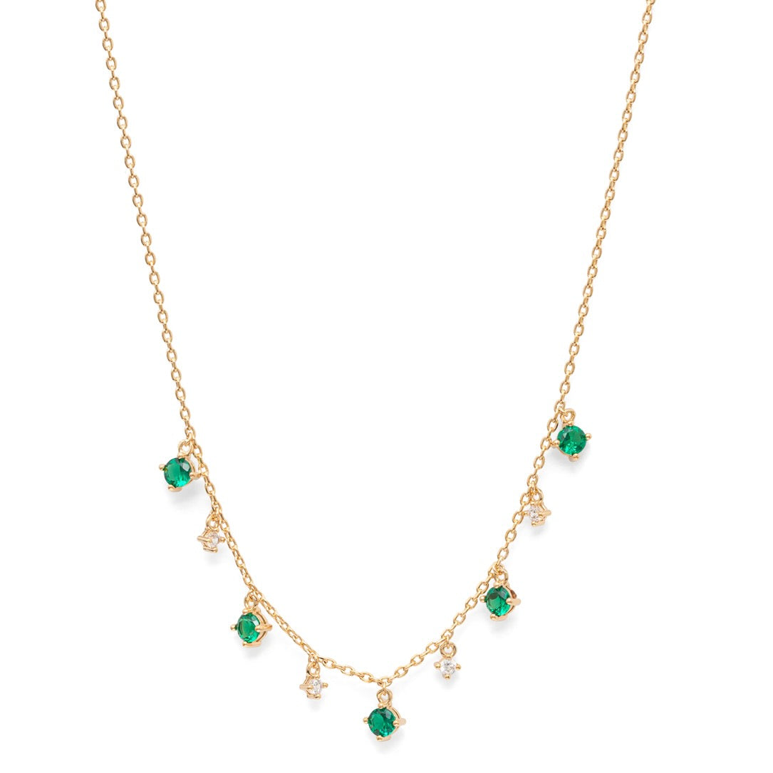 Kette Mit 9 Zirkonia-Steinchen - 18K vergoldet