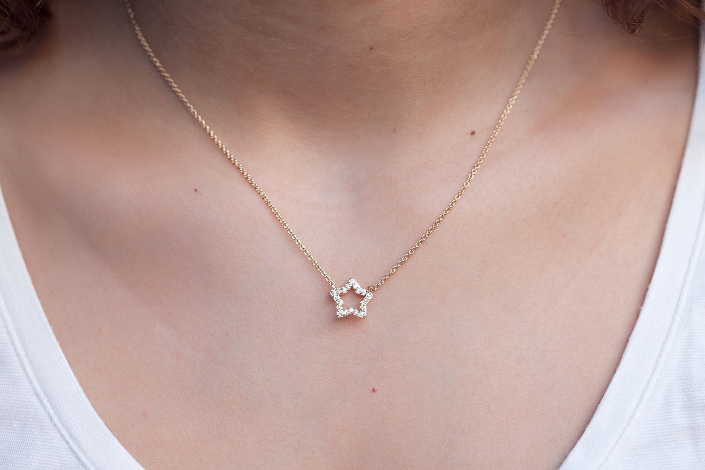 Halskette Stern mit Zirkoniasteinen vergoldet