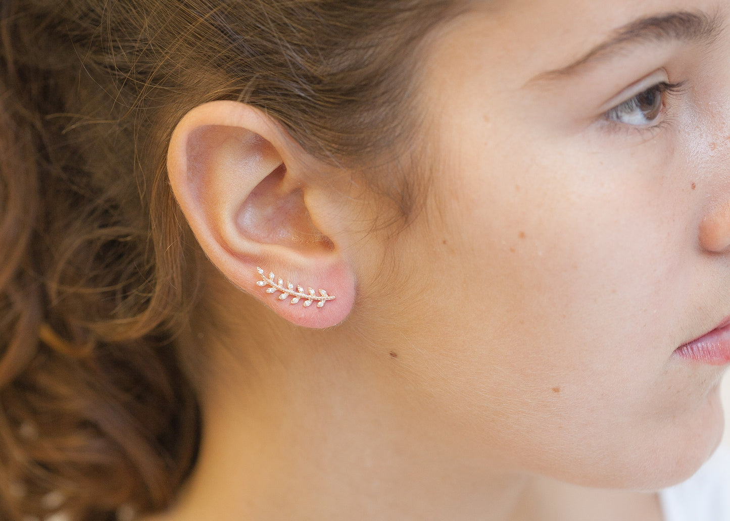 Ohrklemme Blätter-Design Rosévergoldet - Ear Climber