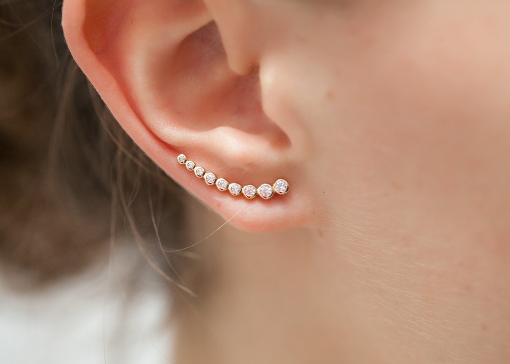 Ohrklemme/Ohrstecker mit Zirkonia 16Karat Vergoldet