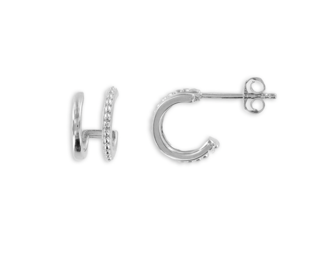 Ohrringe Creolen Doppel Stecker aus Silber