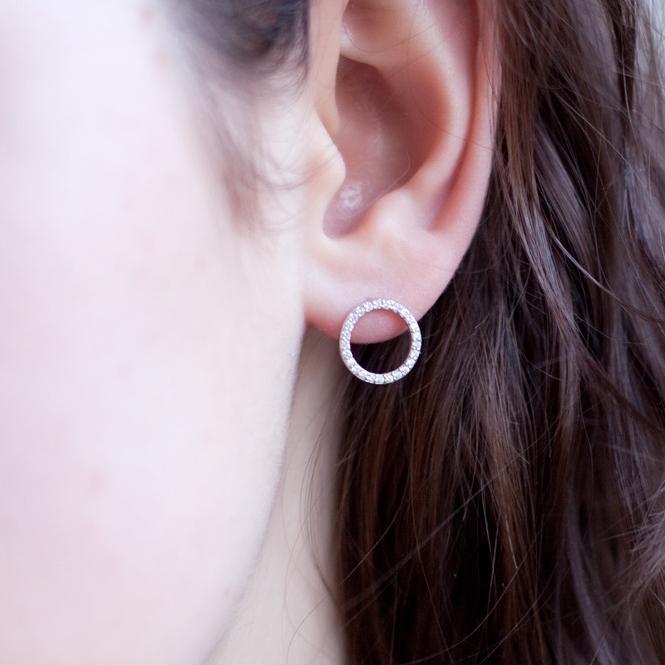 Ohrstecker Silber Kreis mit Zirkoniasteinen
