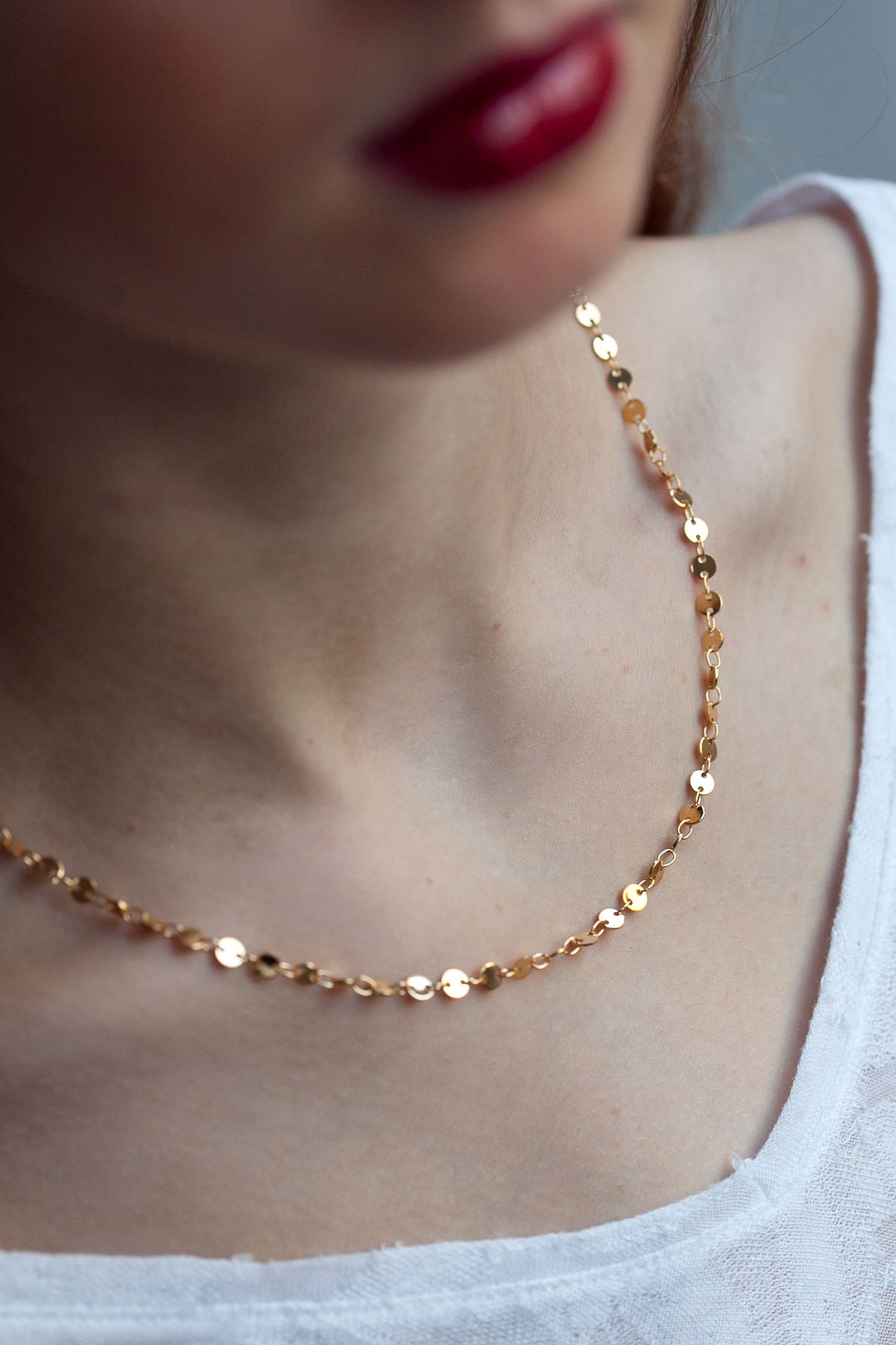 Plättchenkette vergoldet - Boho Kette für Damen