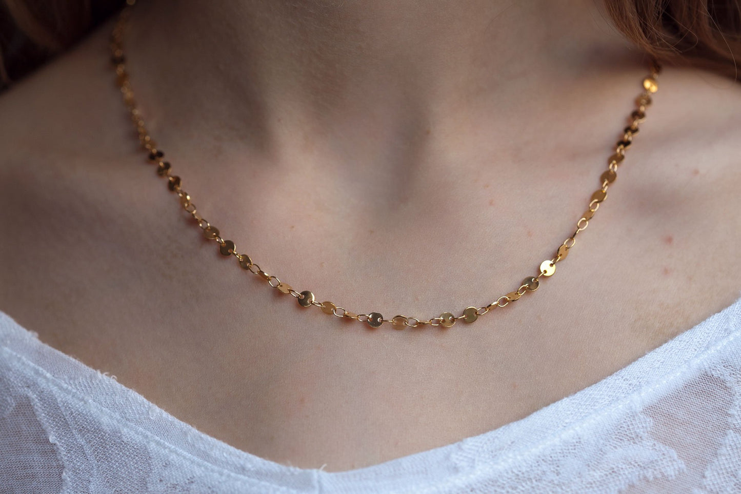 Plättchenkette vergoldet - Boho Kette für Damen