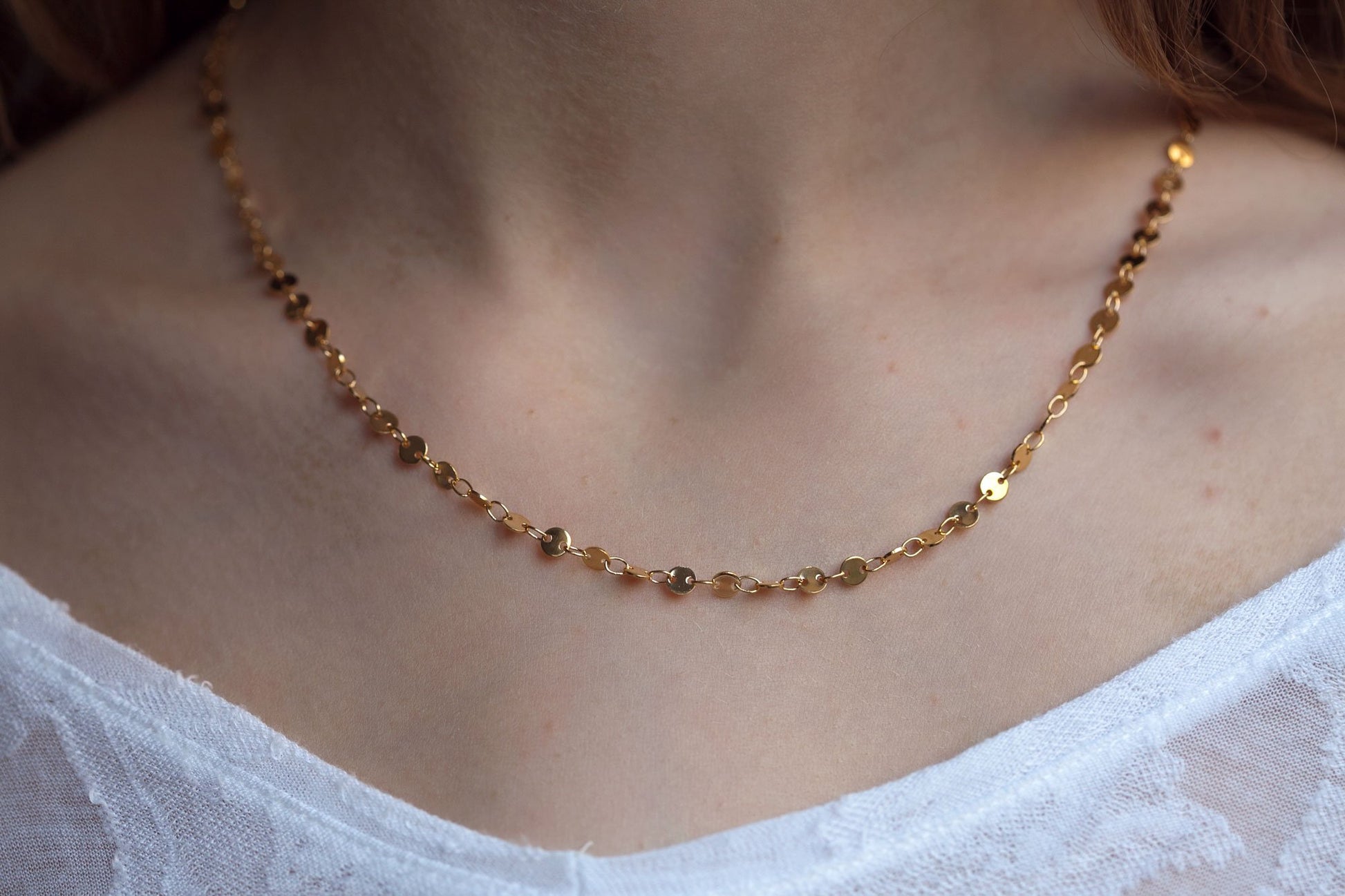 Plättchenkette vergoldet - Boho Kette für Damen