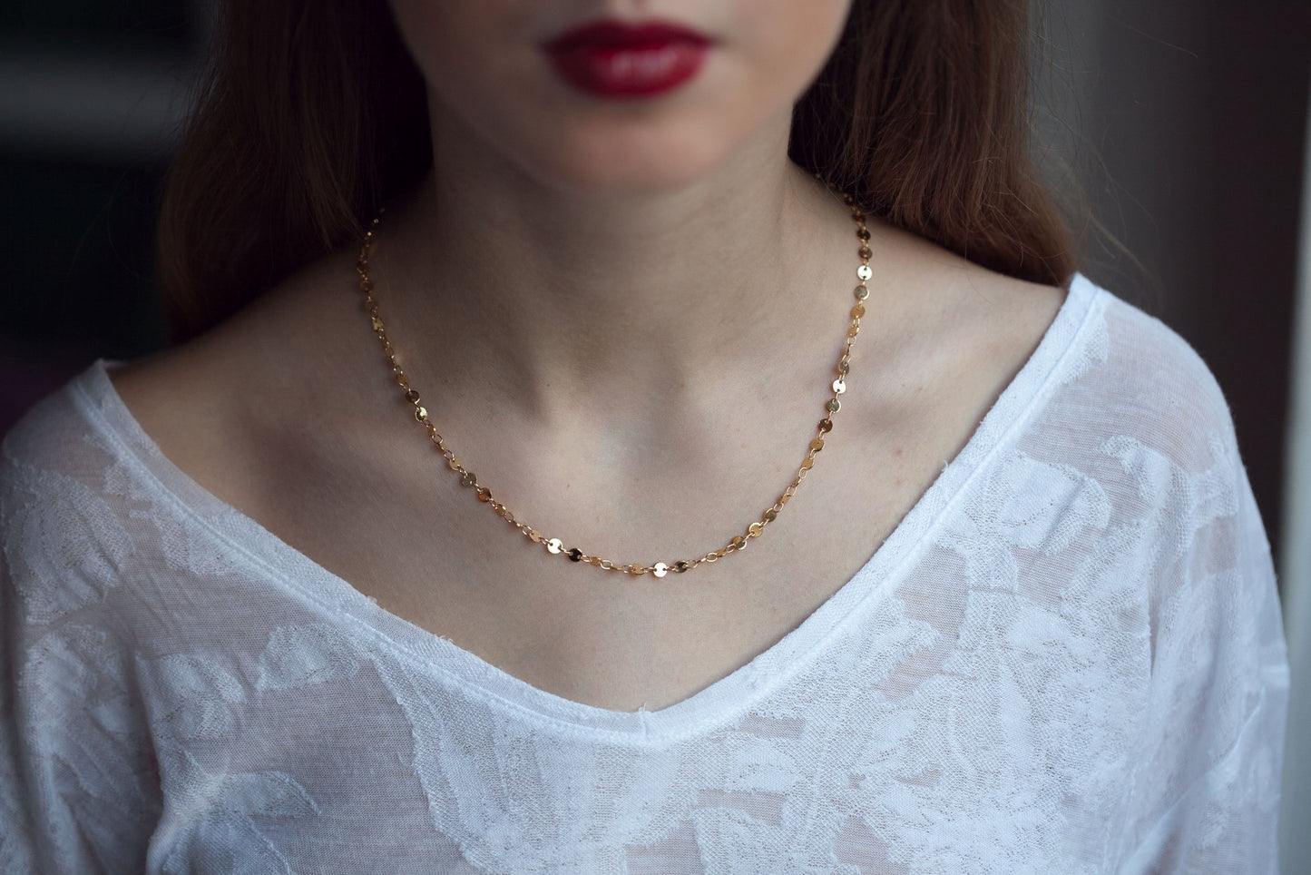 Plättchenkette vergoldet - Boho Kette für Damen