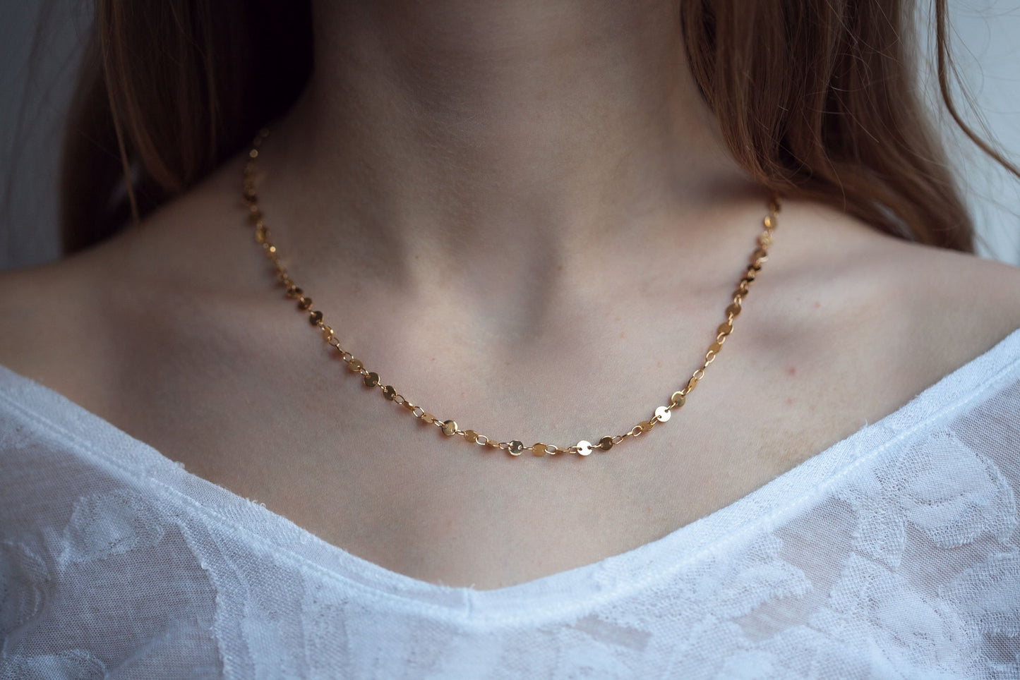 Plättchenkette vergoldet - Boho Kette für Damen