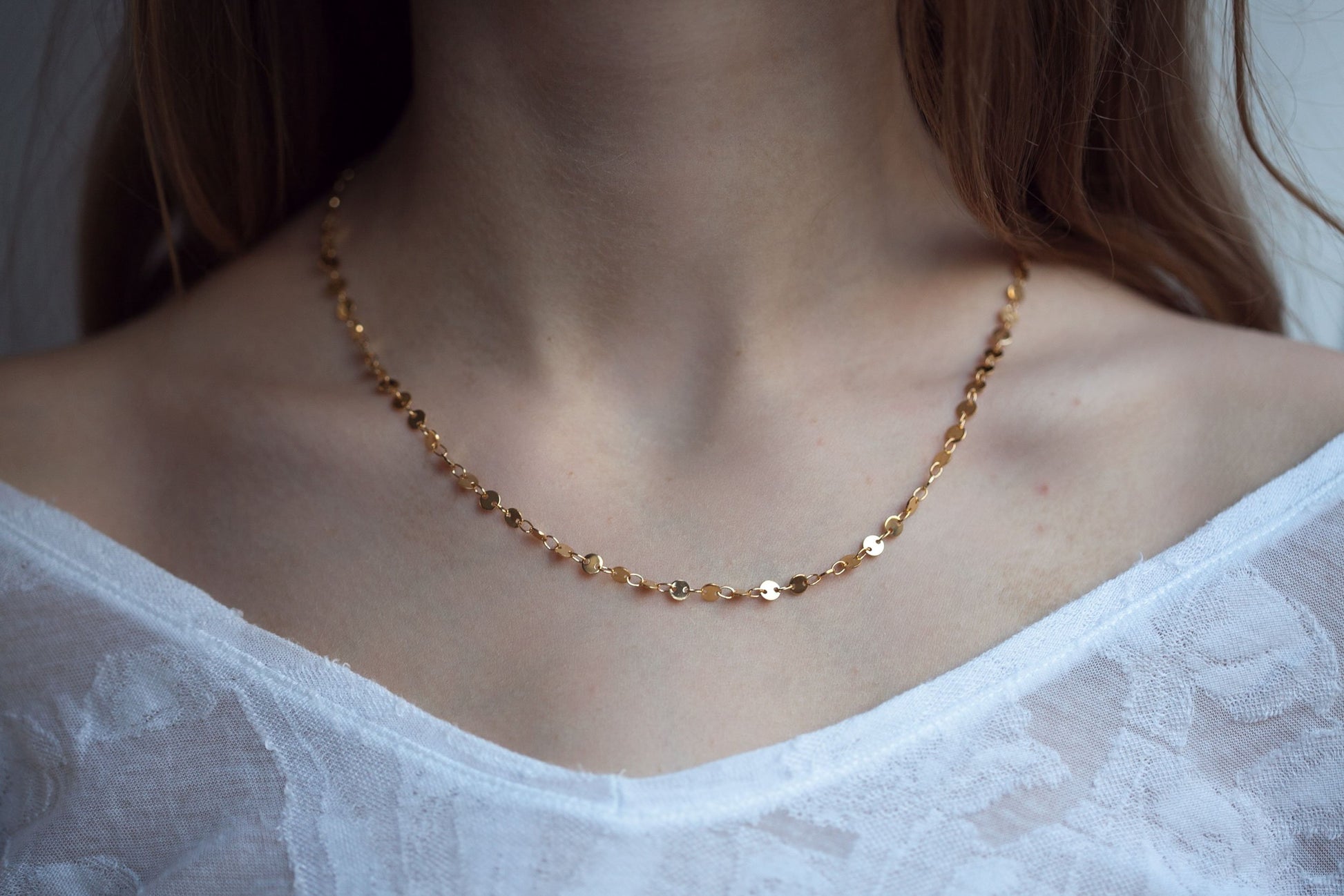 Plättchenkette vergoldet - Boho Kette für Damen