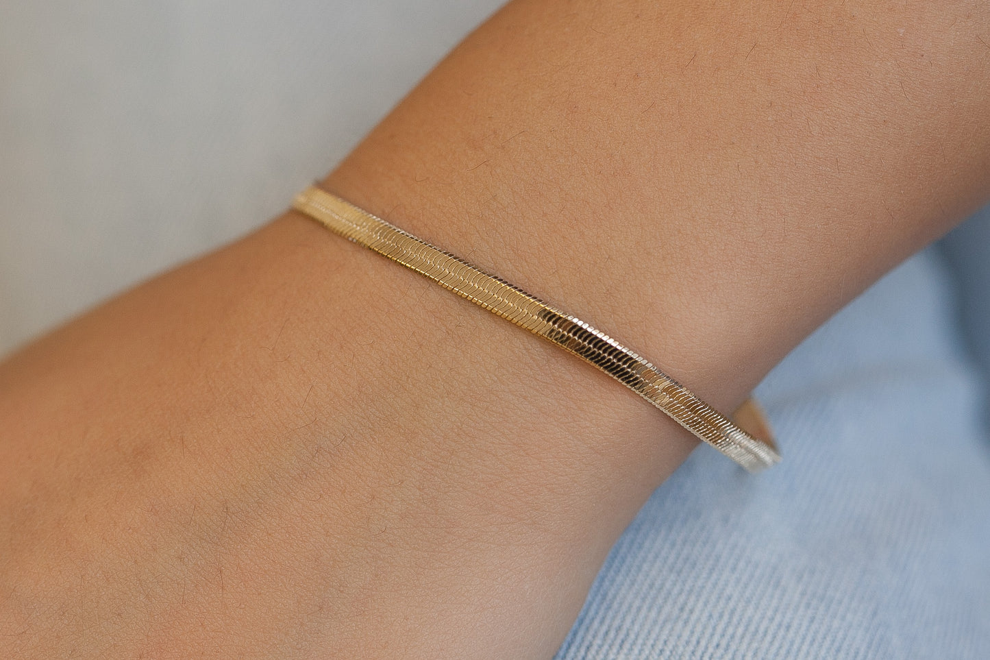 Flaches Schlangenarmband - 16K vergoldet