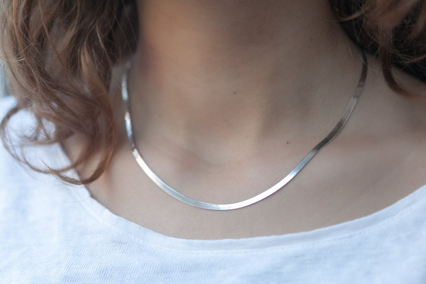 Flache Schlangenkette aus silber