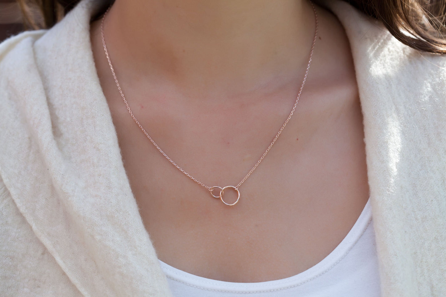 Zwei-Ringlein-Kette | 16Karat rosévergoldet