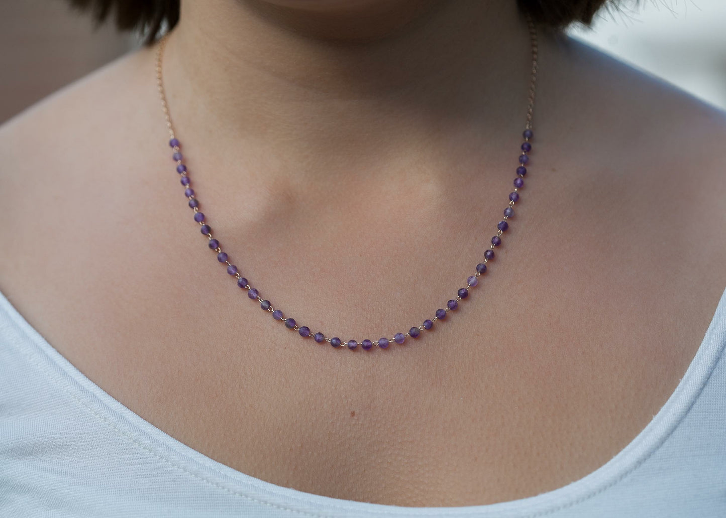 Amethyst Halskette - 16K vergoldet