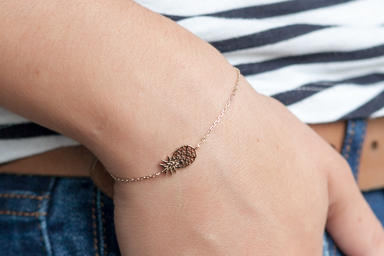 Armband mit Ananas - 16K Vergoldet