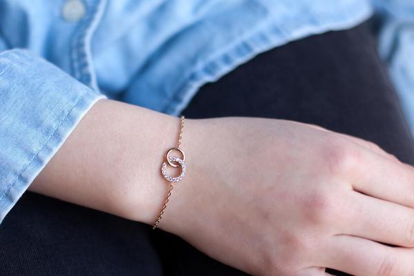 Armband Doppelte Kreis 16K vergoldet