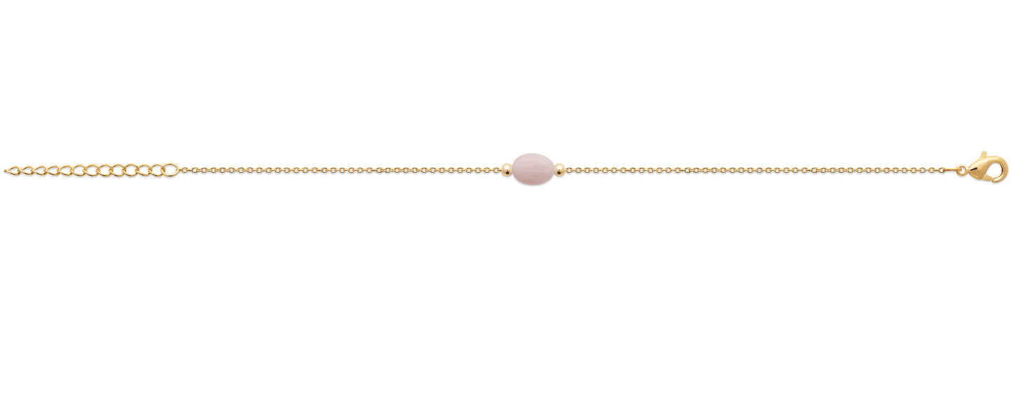 Armband mit einem Rosenquarz-Änhänger - 18K vergoldet