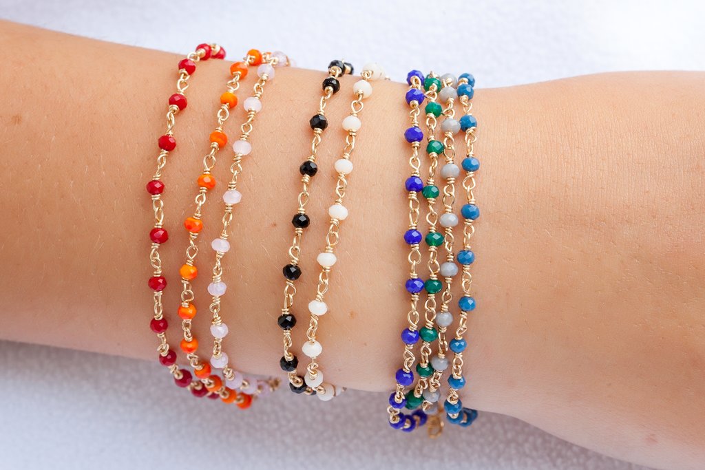 Armband mit bunten Steinen - 16 Karat vergoldet