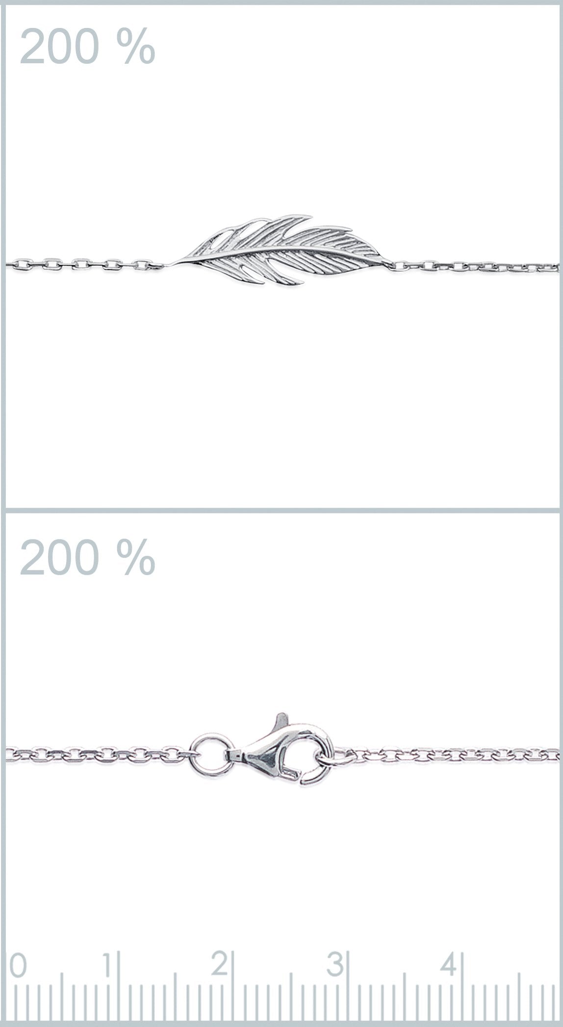 Armband mit Feder aus echtem Silber