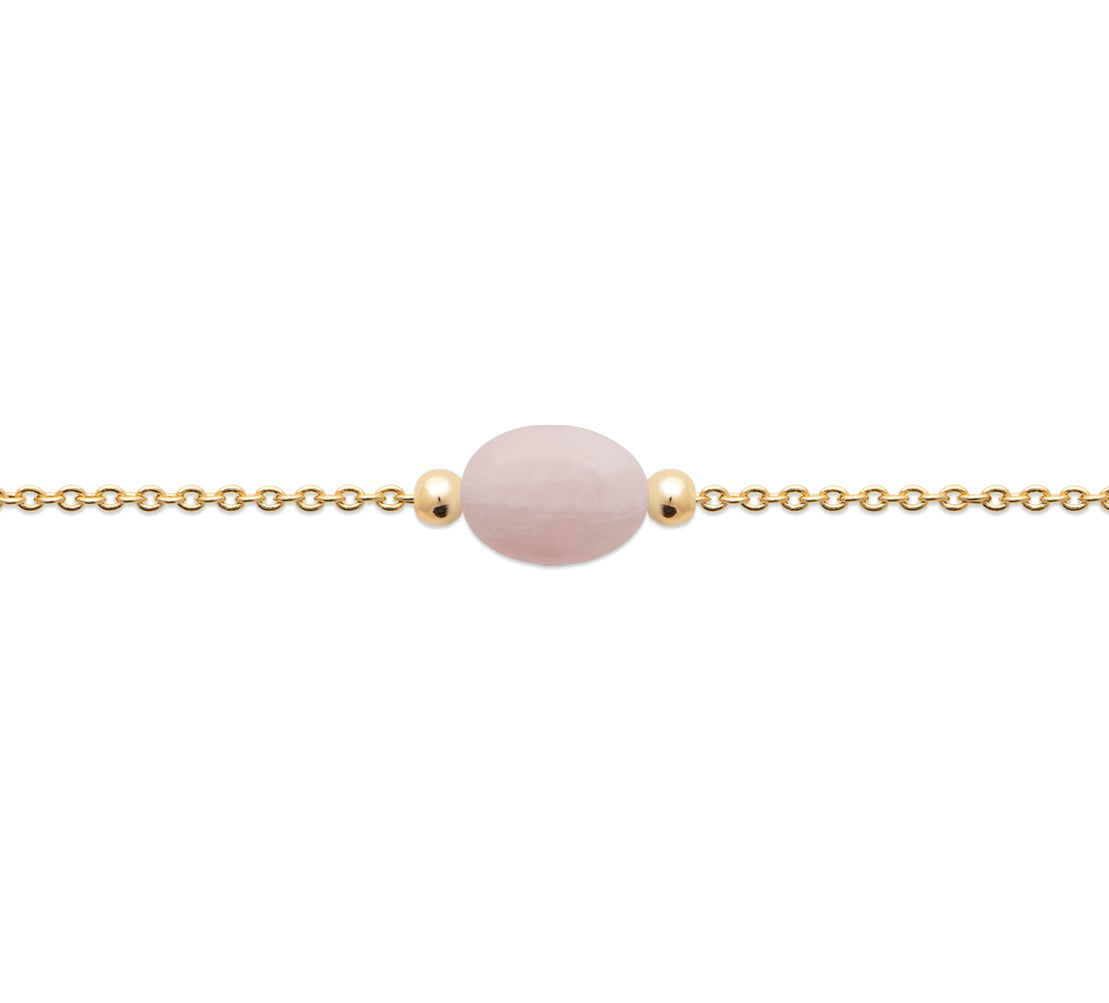 Armband mit einem Rosenquarz-Änhänger - 18K vergoldet