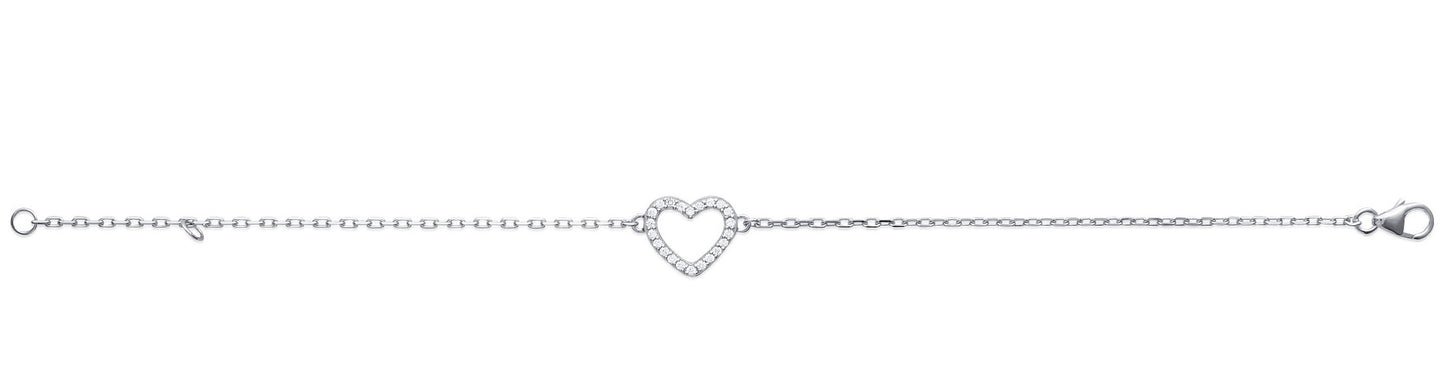 Armband offenes Herz mit Zirkonia aus Silber