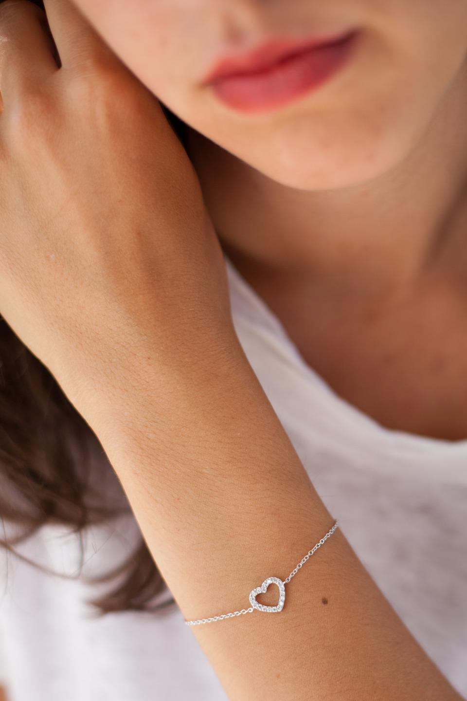 Armband offenes Herz mit Zirkonia aus Silber