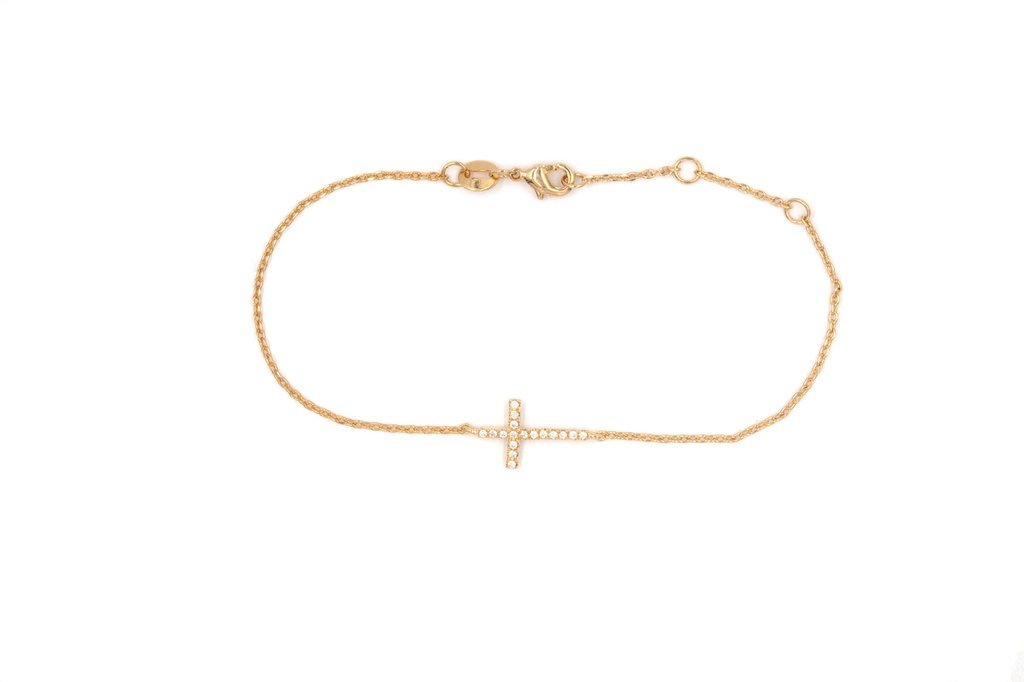 Armband mit Zirkonia Kreuz vergoldet