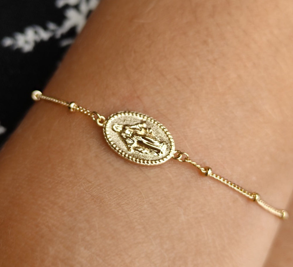 Religiöses Armband mit Jungfrau Maria vergoldet, Heilige Maria Armband